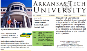 Screenshot of atu.edu homepage from 2001